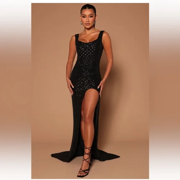 Fashion Nova | Dresses | Black Sequin Gown | Poshmark